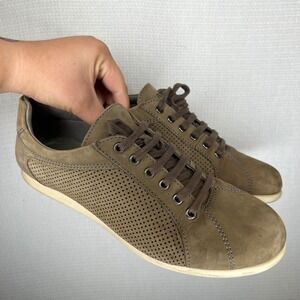 FRAU FX Mens Taupe Nubuck Leather Perforated Low Top Sneakers Size 43 Italy